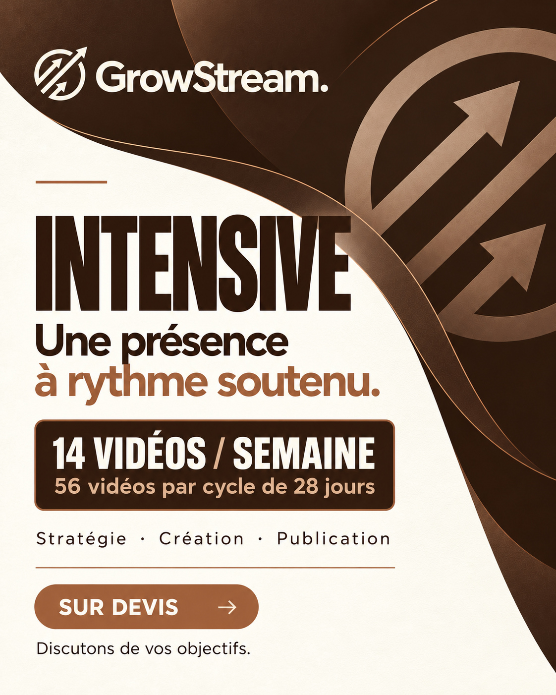 Couverture GrowStream. — Intensive, 14 vidéos par semaine, sur devis.